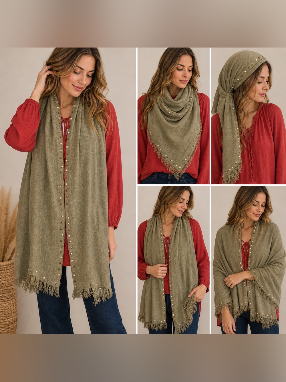 ✨ Indigo Soul Embellished Scarf | Cozy Chic Statement Piece 🤎✨
